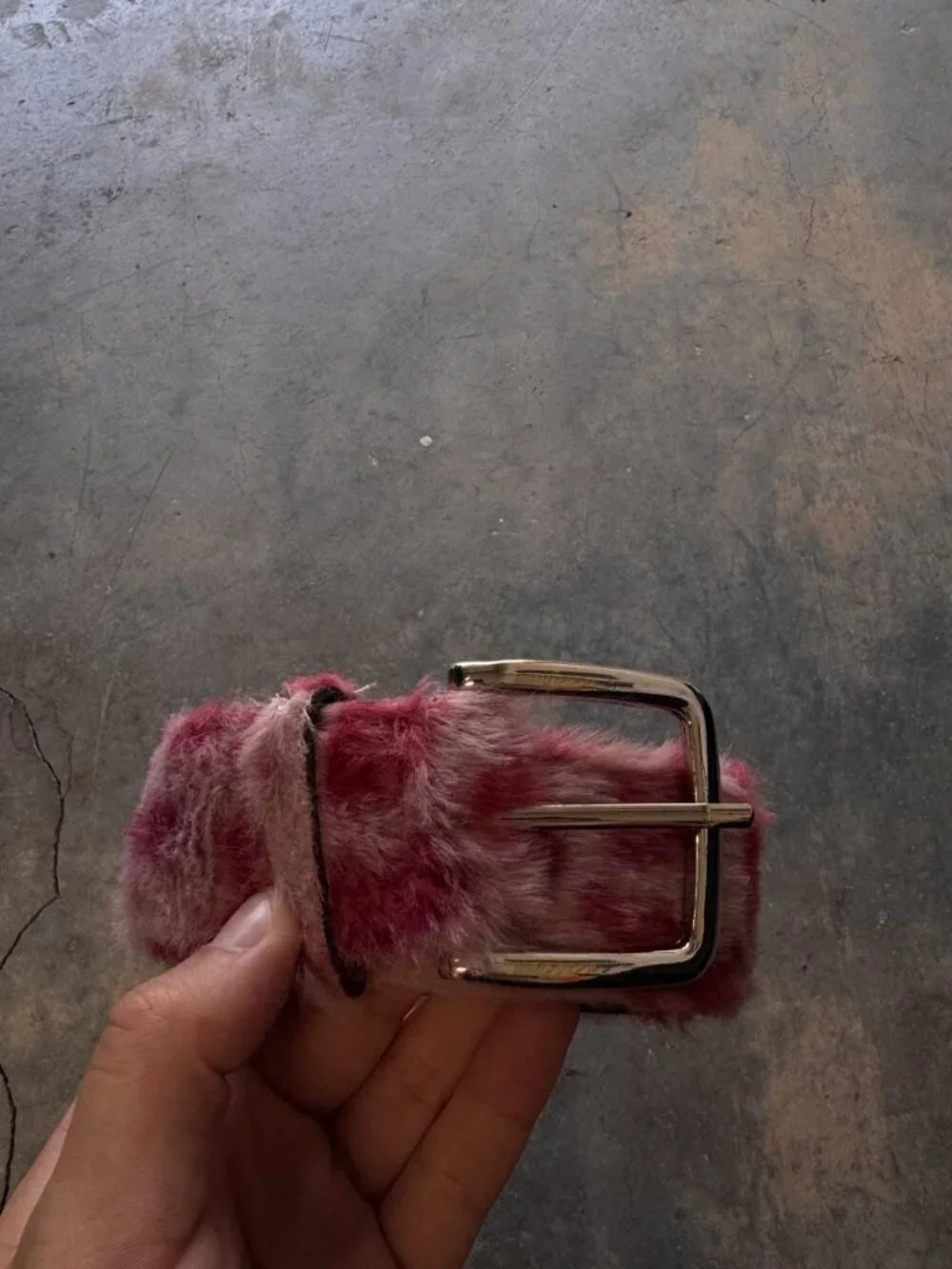 Pink Cheetah Print Plush Faux Fur Belt